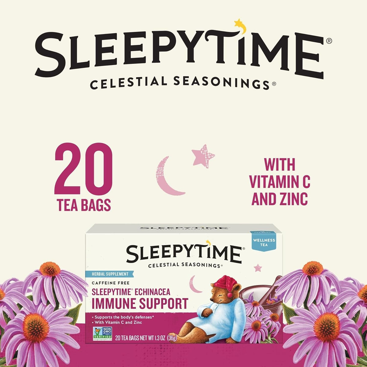 Celestial Seasonings Sleepytime Immune Herbal Tea – Background Calm for Deep Work and Better Rest