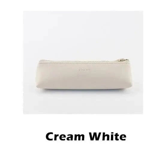 Simple Classic Black Leather Pencil Case For Students Vintage Pen Storage Case Unique Case For Office