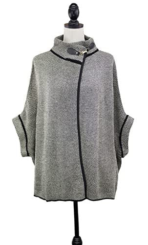 stylesilove Women Sweater Knit Cardigan with Buckle Fashion Jacket Shawl Poncho Warm Wrap for Fall Winter Season