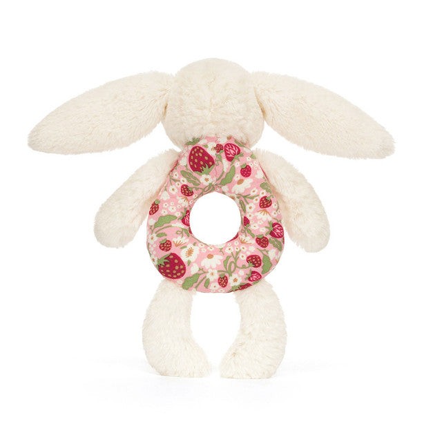 Jellycat Blossom Cream Bunny 'Berry' Ring Rattle 害羞奶油「野莓碎花」兔子搖鈴