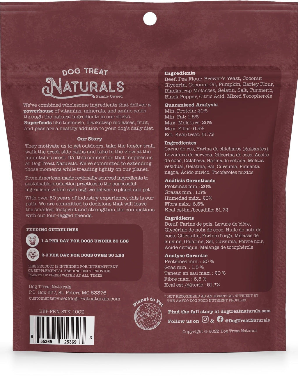 Dog Treat Naturals Superfood Sticks, Beef & Pumpkin Dog Treats (10oz)