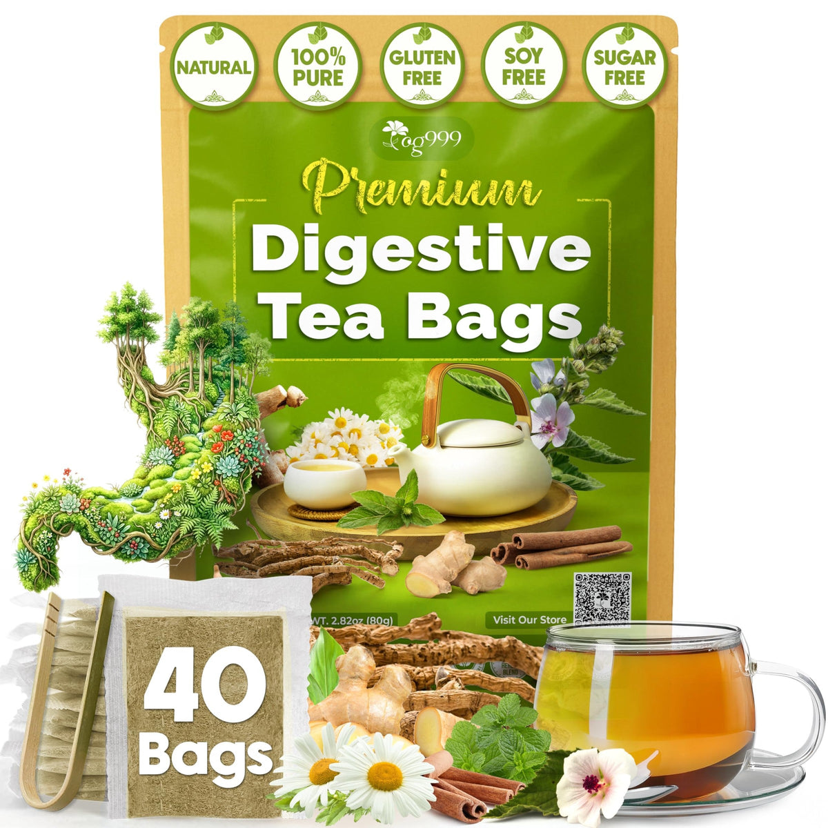 TOG999 Anti-Inflammatory Herbal Tea Blend – Mindful Morning Cup for Gut Health and Stress Relief at Home