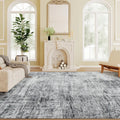 Grey Modern Abstract Area Rug 6x9 — Machine Washable, Non-Slip