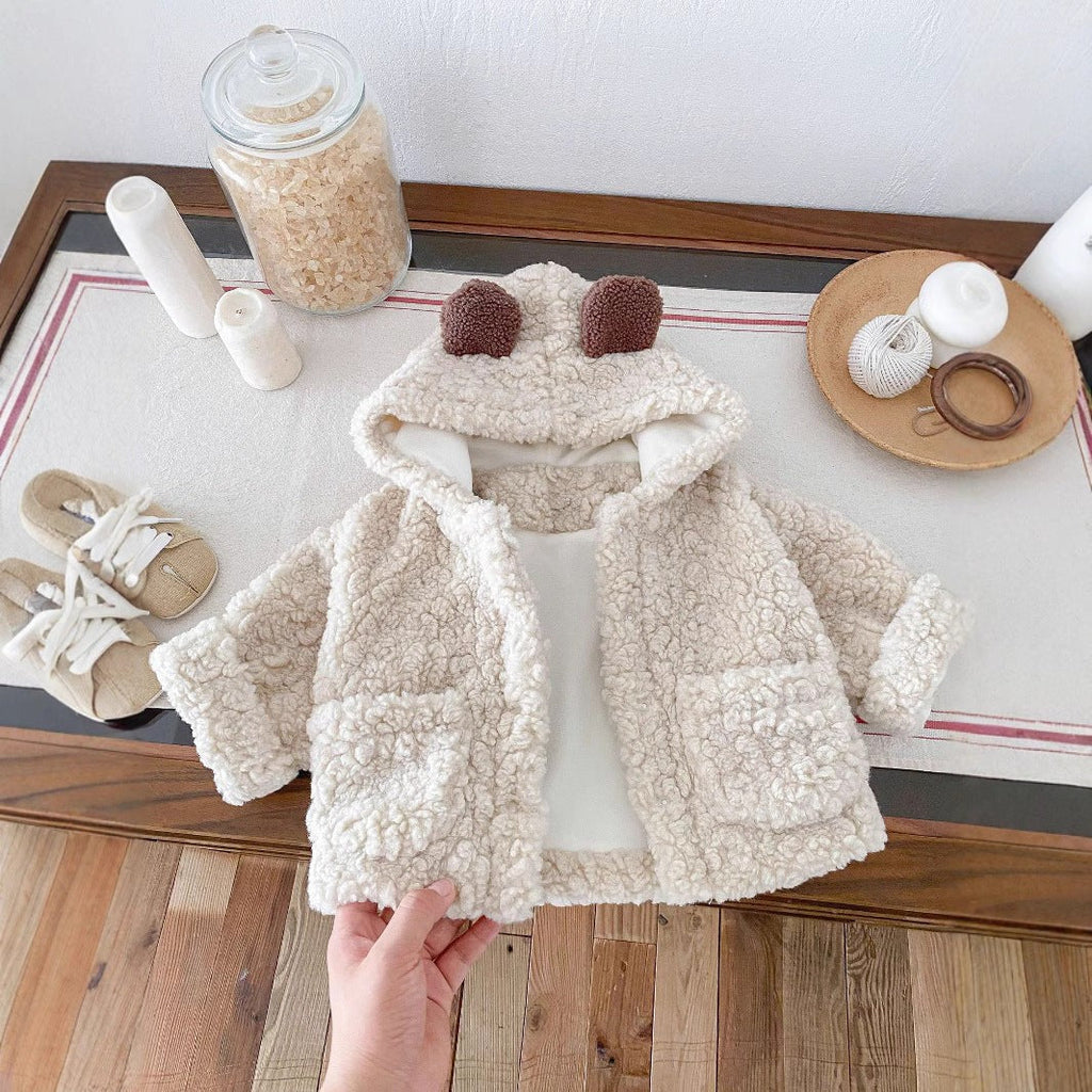 Plush Thickened Warm Bear Ears Toddler Coat