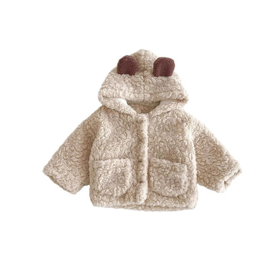 Plush Thickened Warm Bear Ears Toddler Coat