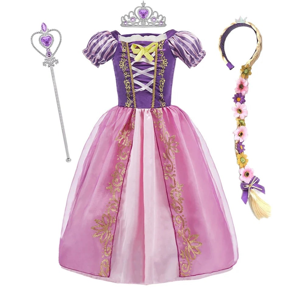 Girls Rapunzel Princess Costume Dress – Tangled Cosplay Outfit
