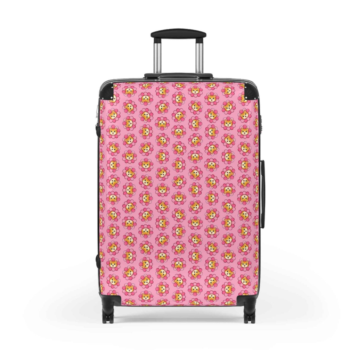 Pink Cat Flower Suitcase | Cute Chaos Travel Luggage