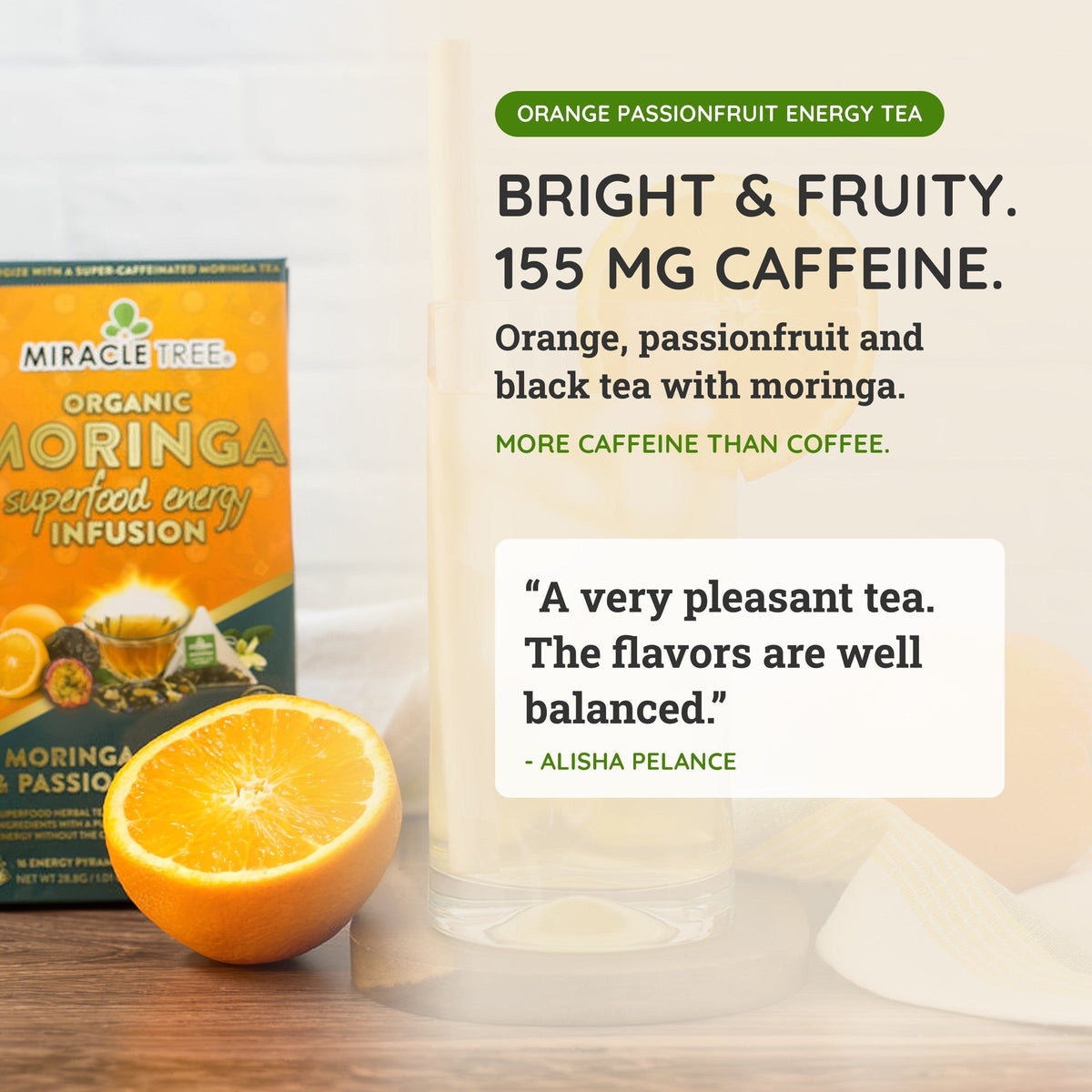 Organic Moringa Energy Tea - Orange Passionfruit - Natural Coffee Alternative
