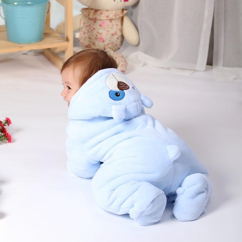 Modern Winter Baby Bear Animal Costume Hooded Romper Warm Flannel Plush Jumpsuit For Girls and Boys