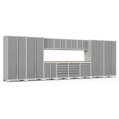 NewAge | Pro Series 14 Piece Cabinet Set with Lockers, Base, Wall, Tool Drawer, Multi-Function Cabinets and 56 in. Worktop