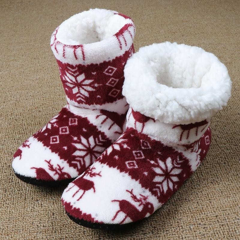 Winter Fur Slippers Women Warm House Slippers Plush Flip Flops Christmas Cotton Indoor Home Shoes Comfort Warm Fluffy Faux Fur Slipper Boots Soft Memory Foam Ankle Booties