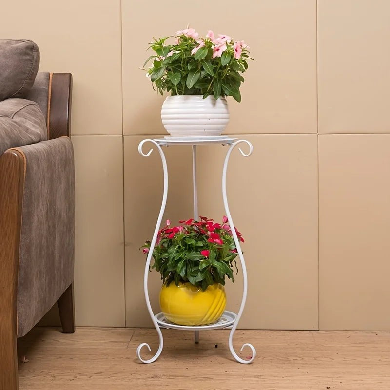 Elegant Metal Flower Stand, European Style Floor Plant Display Rack, Multi-tier Flower Pot Holder for Home Garden Balcony