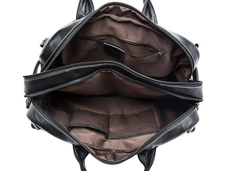 Convertible Leather Backpack, Men's Shoulder Bag, Large Capacity Leather Briefcase