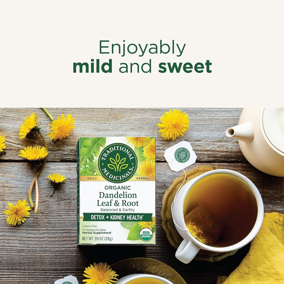 Traditional Medicinals Organic Dandelion Leaf & Root Herbal Tea – Purist-Approved Organic Brew for Mindful Minimalist Routines