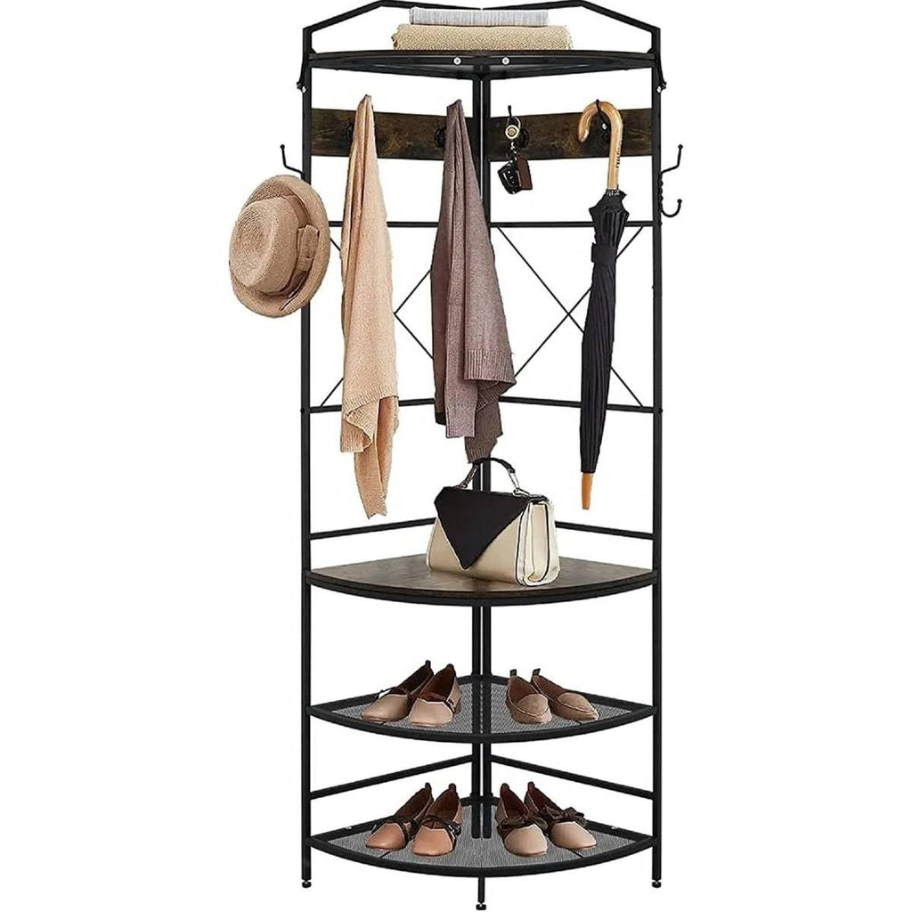 Modern Corner Entryway Hall Tree Shoe Storage Bench Coat Rack