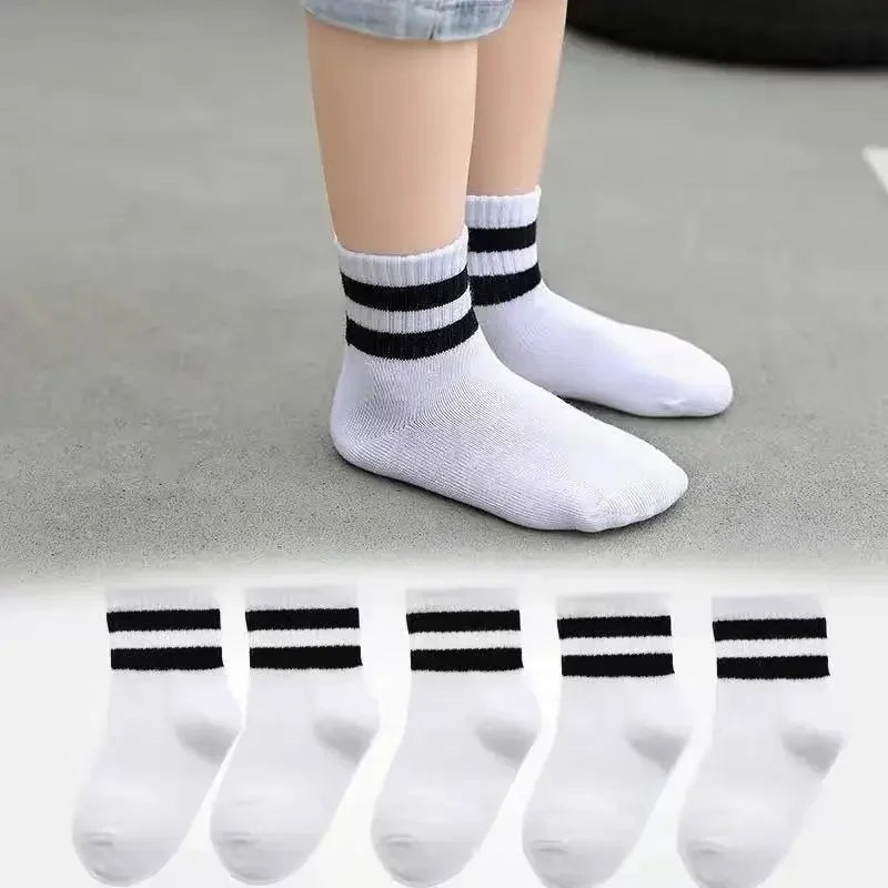 Kids Cotton School Socks 5 Pairs Soft Breathable Sports
