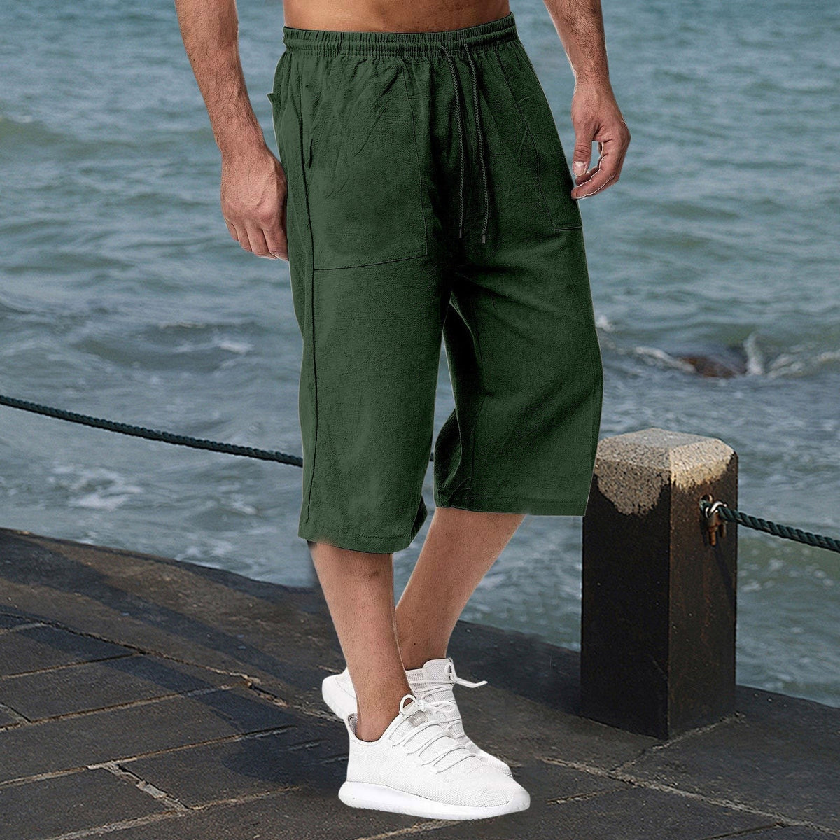 Amazon Europe And America 2026 Cross-Border Men's Casual Cotton-Linen Sports Pants Summer Cotton-Linen Cropped Casual Pants Men