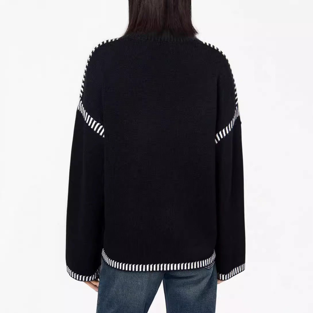 Solid Round Neck Pullover Sweater Autumn And Winter Loose Long Sleeve Tops Women's Clothing