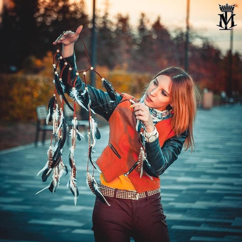 New Fashion Feather Rope Crown Hair Band Boho White Elastic Festival Headband Women's Fashion Female Gorgeous Hair Accessories Women's
