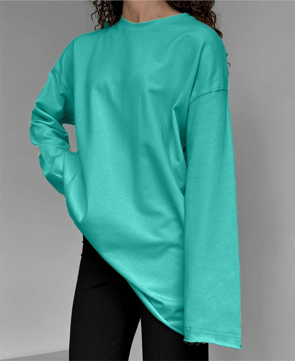 Spring Autumn Cotton Long Sleeved Tee Women Hand Worn Loose Top