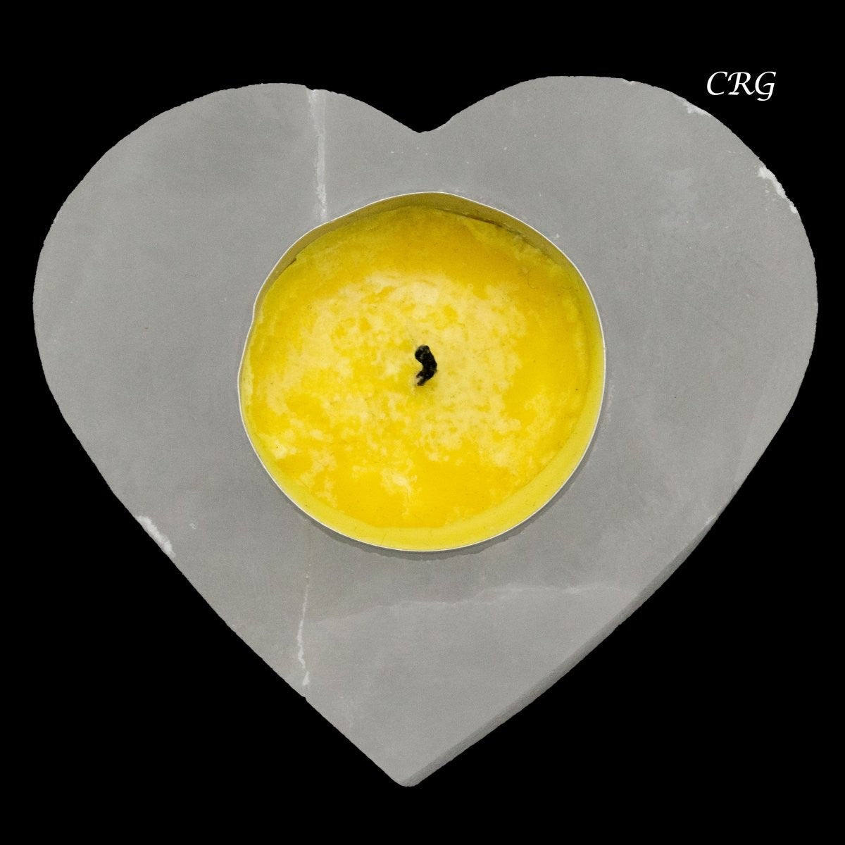 White Selenite Heart Candle Holder 3 to 3.5 inches (1 Piece)