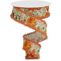 1.5" Pumpkin Foliage Drift Ribbon: Cream (10 Yards)