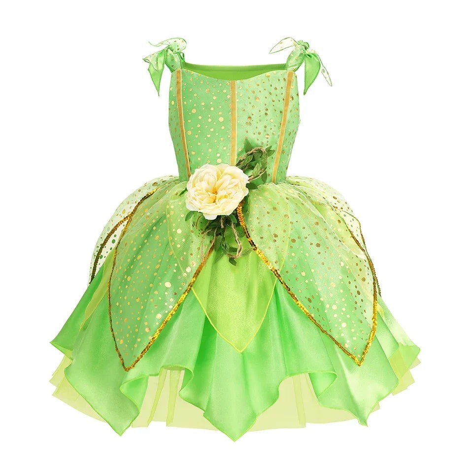 Green Fairy Halloween Princess Dress Kids Christmas Outfit
