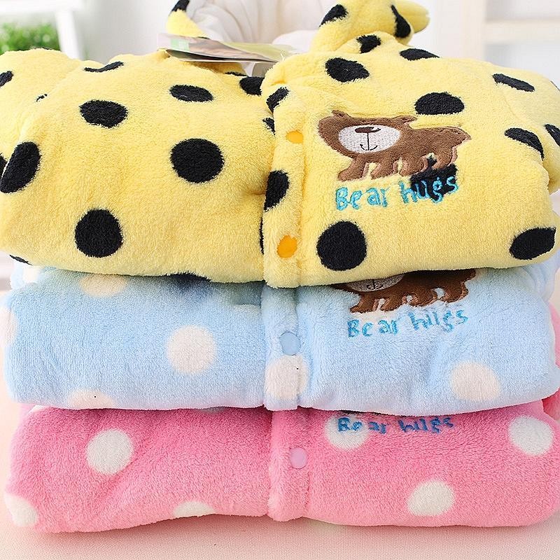 Modern Winter Baby Bear Animal Costume Hooded Romper Warm Flannel Plush Jumpsuit For Girls and Boys