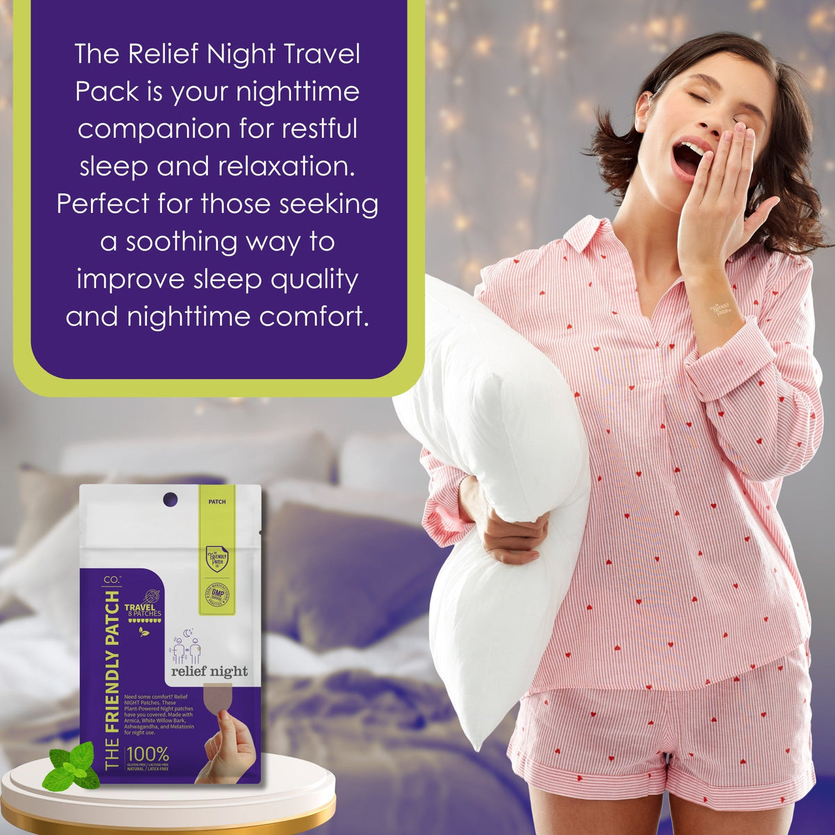 Relief Night Pain Patches: Arnica & Melatonin for Soreness & Sleep - 8 Pack