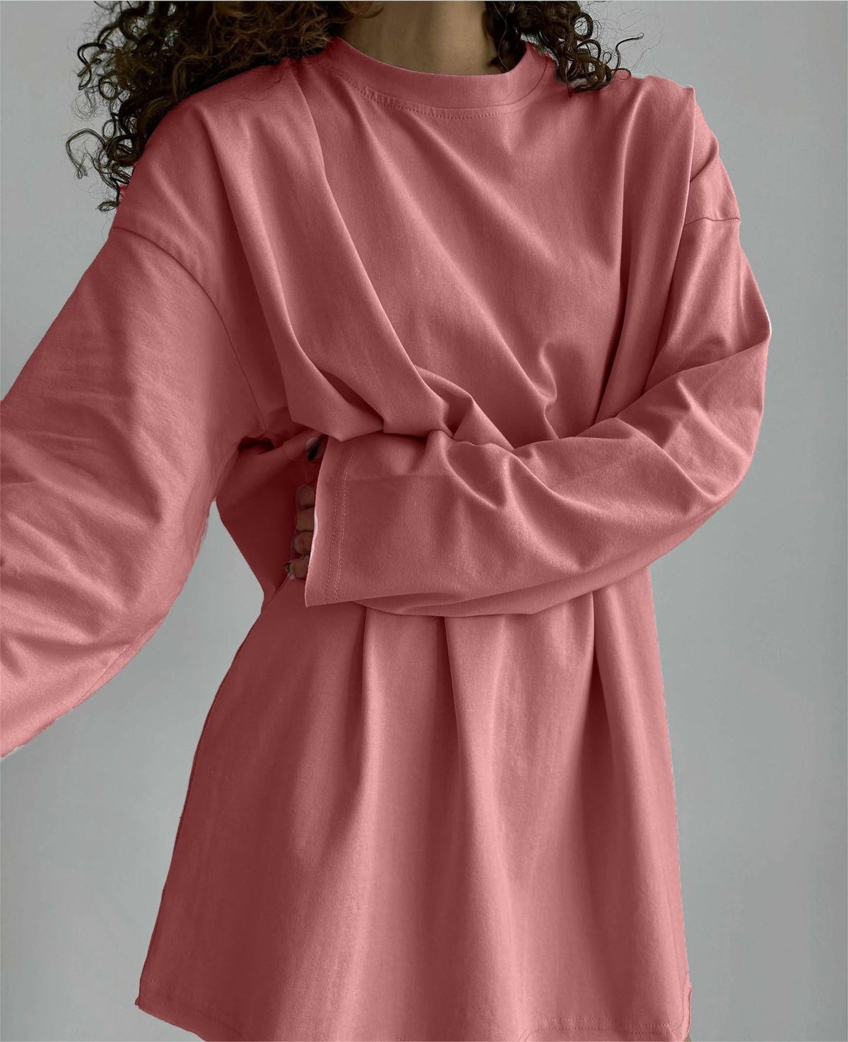 Spring Autumn Cotton Long Sleeved Tee Women Hand Worn Loose Top