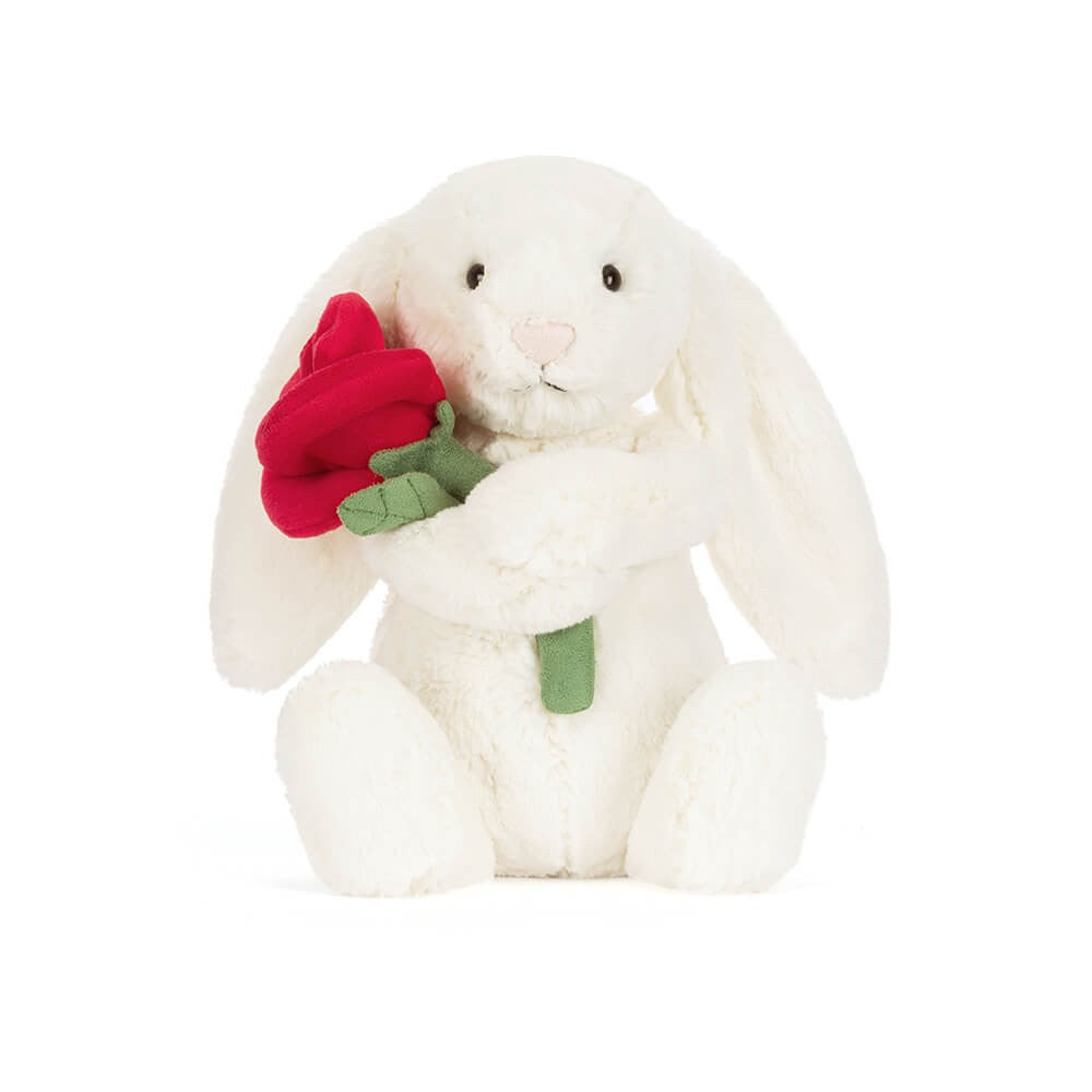 Jellycat Cream Bunny with Rose 玫瑰花兔