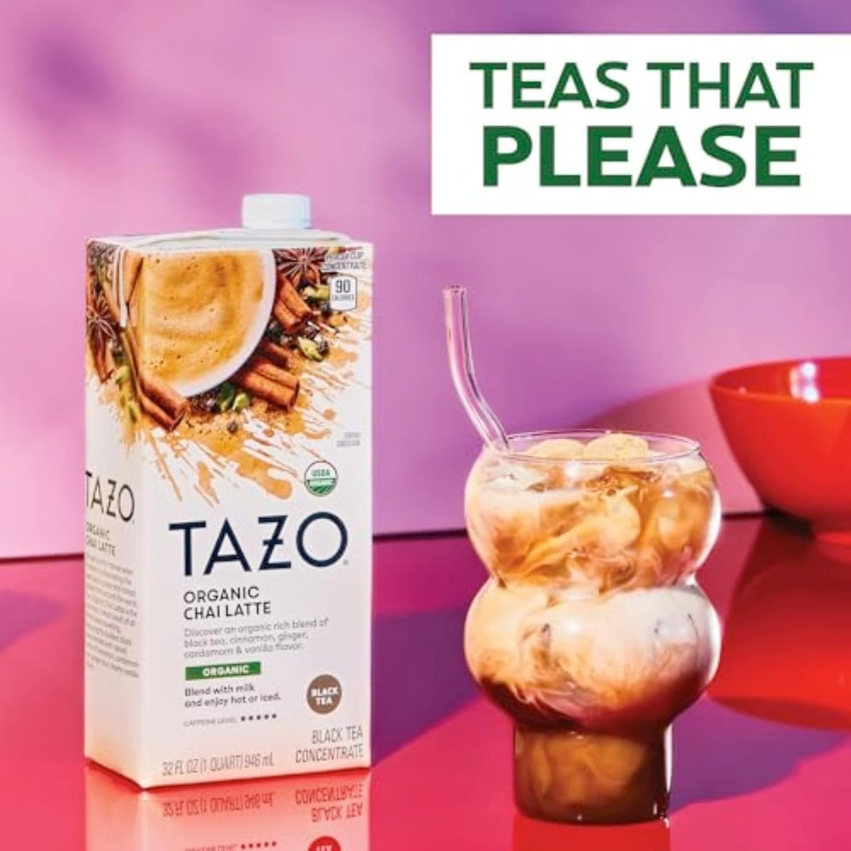Tazo Chai Concentrate for Clutter-Free Counters, Effortless 1:1 Spiced Tea Mix