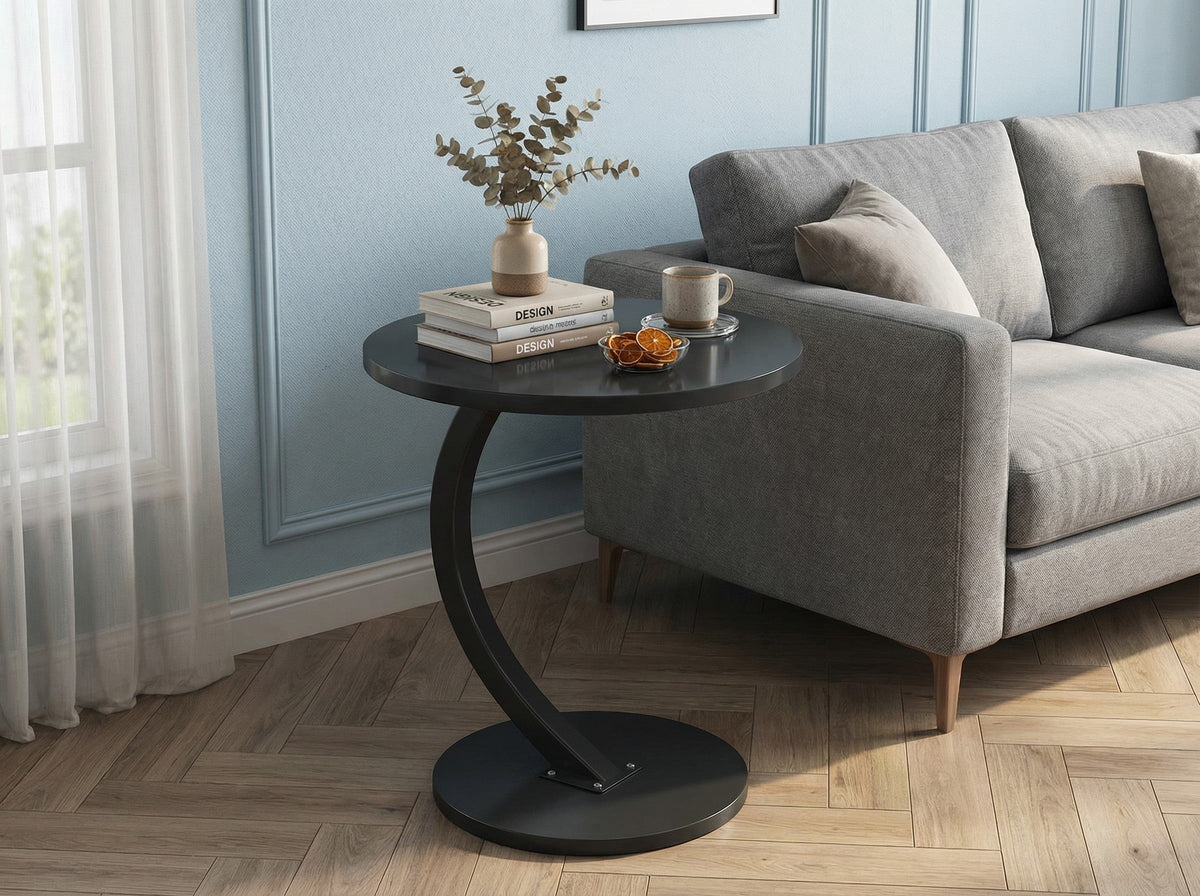 Modern Side Table – Round, C-Shape & Petal Designs | Sofa End Table with Metal