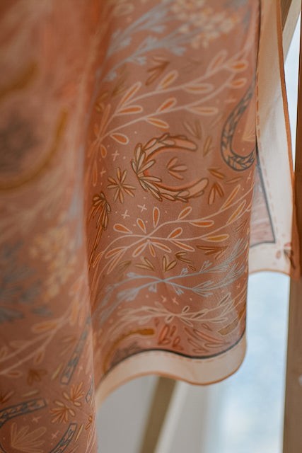 Western Harvest in Dusty Rose Silk Cowgirl Wild Rag Scarf