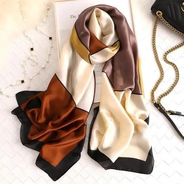 New Women Autumn Winter Fashion Silk Scarf Shawl Beach Headband Female Casual Wear Beach Friendly Spring Silk Scarf Flower Print Silk Scarves Shawls and Wraps Long Size Beach Stoles