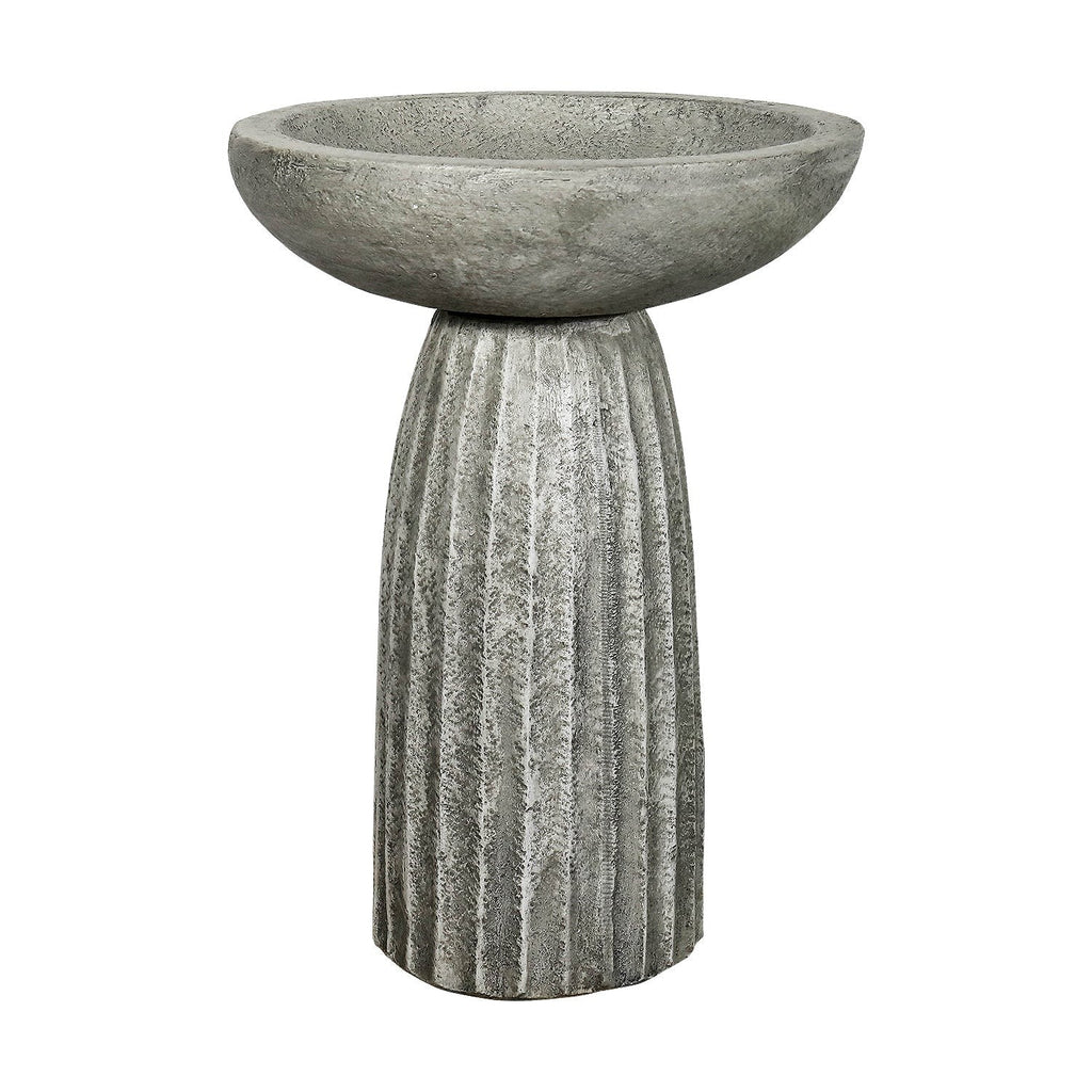 Concrete Bird Bath for Garden Fluted Flare 24 Inch