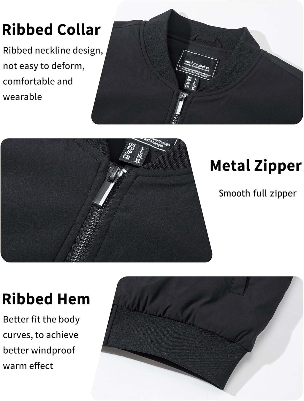 7DAY'S Men's Bomber Jackets Thermal Quilted Jacket Water Resistant Warm Winter Coats