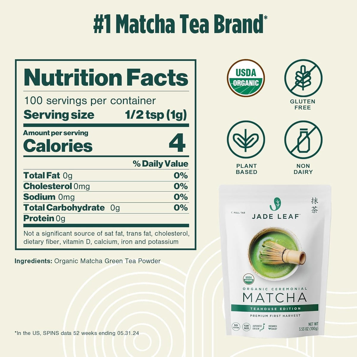 Jade Leaf Matcha Organic Ceremonial Matcha – Wind-Down Tea Ceremony Powder for Stress Relief and Inner Balance