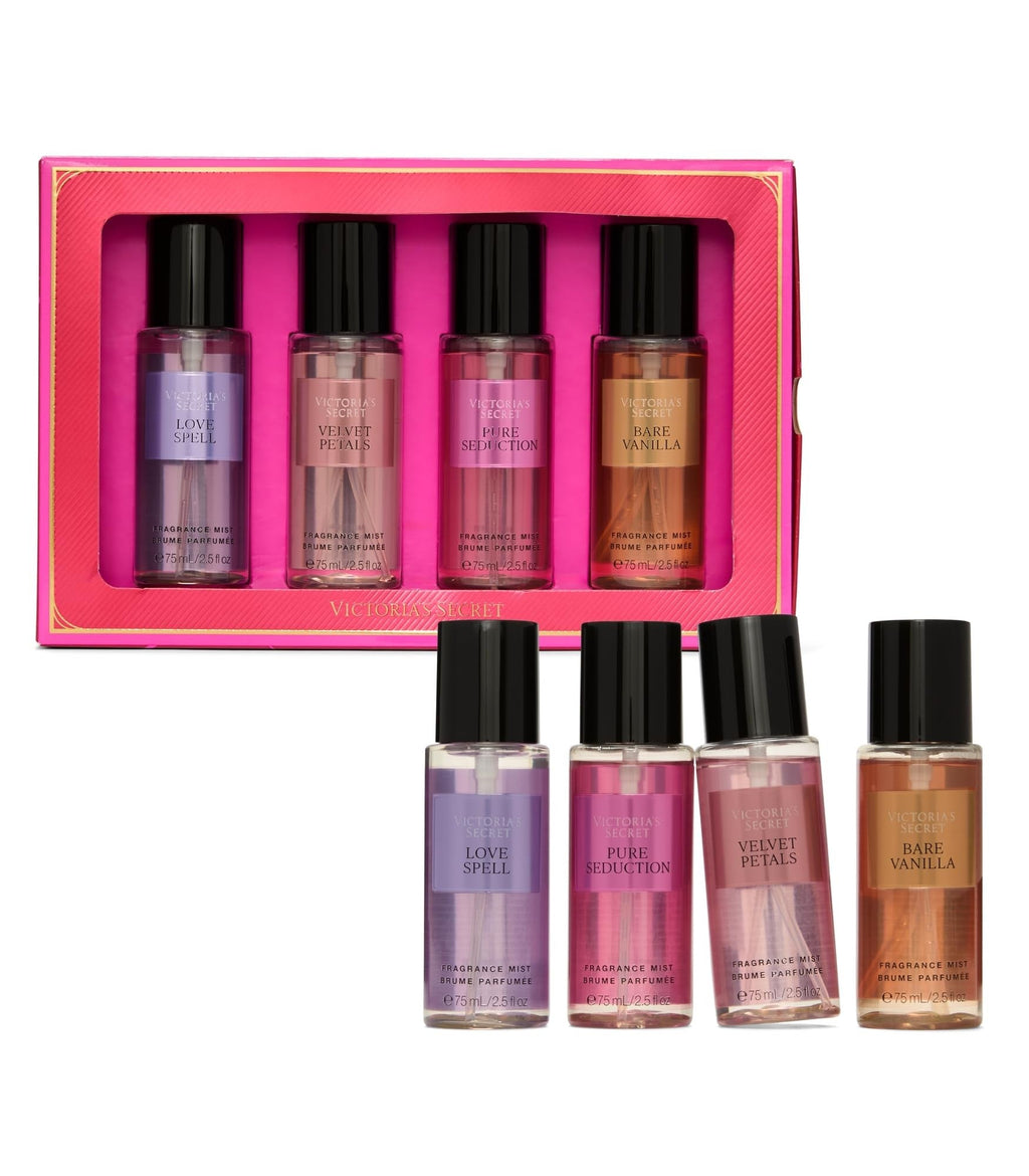 Victoria's Secret Fragrance Mist Collection 4 Piece Mini Mist Gift Set, Assorted Scents, Gift Set Women's