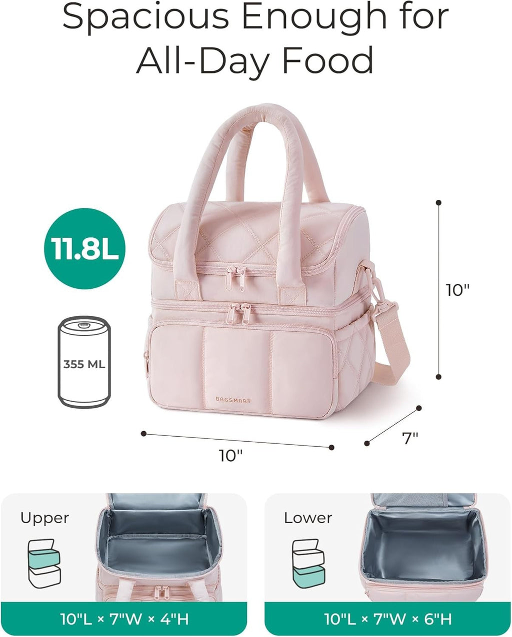 BAGSMART Puffer Lunch Cooler – Reusable Meal Prep Tote for Fitness Lovers Tracking Macros on the Go