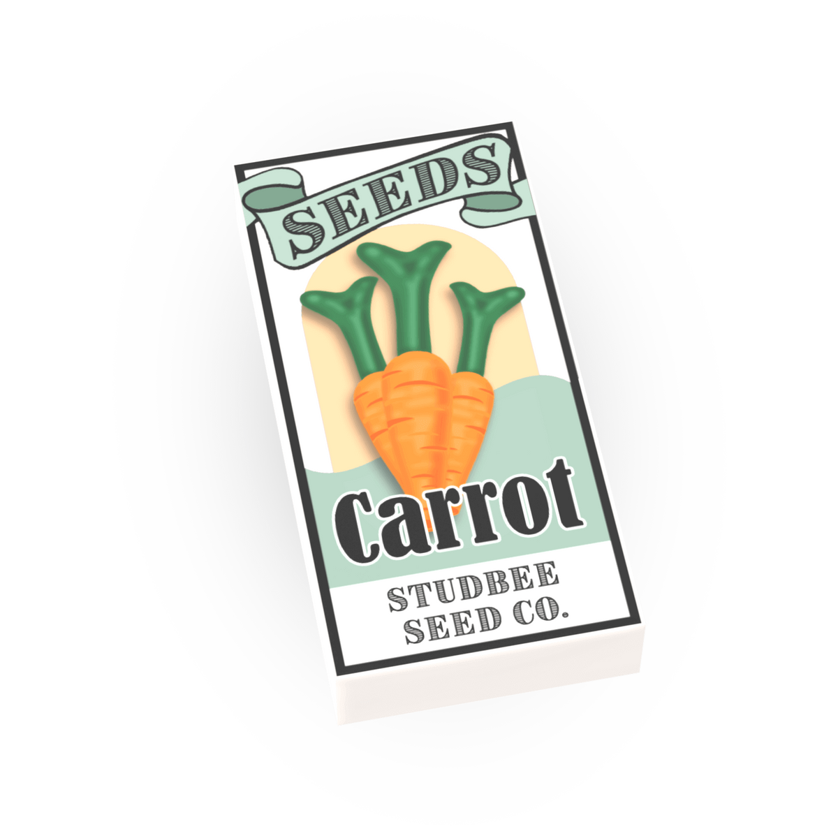 Seed Packet, Carrot - Custom Printed Minifig Scale Tile - Made Using LEGO® parts