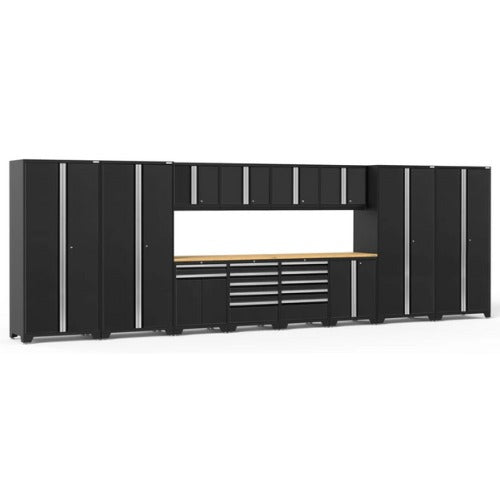 NewAge | Pro Series 14 Piece Cabinet Set with Lockers, Base, Wall, Tool Drawer, Multi-Function Cabinets and 56 in. Worktop