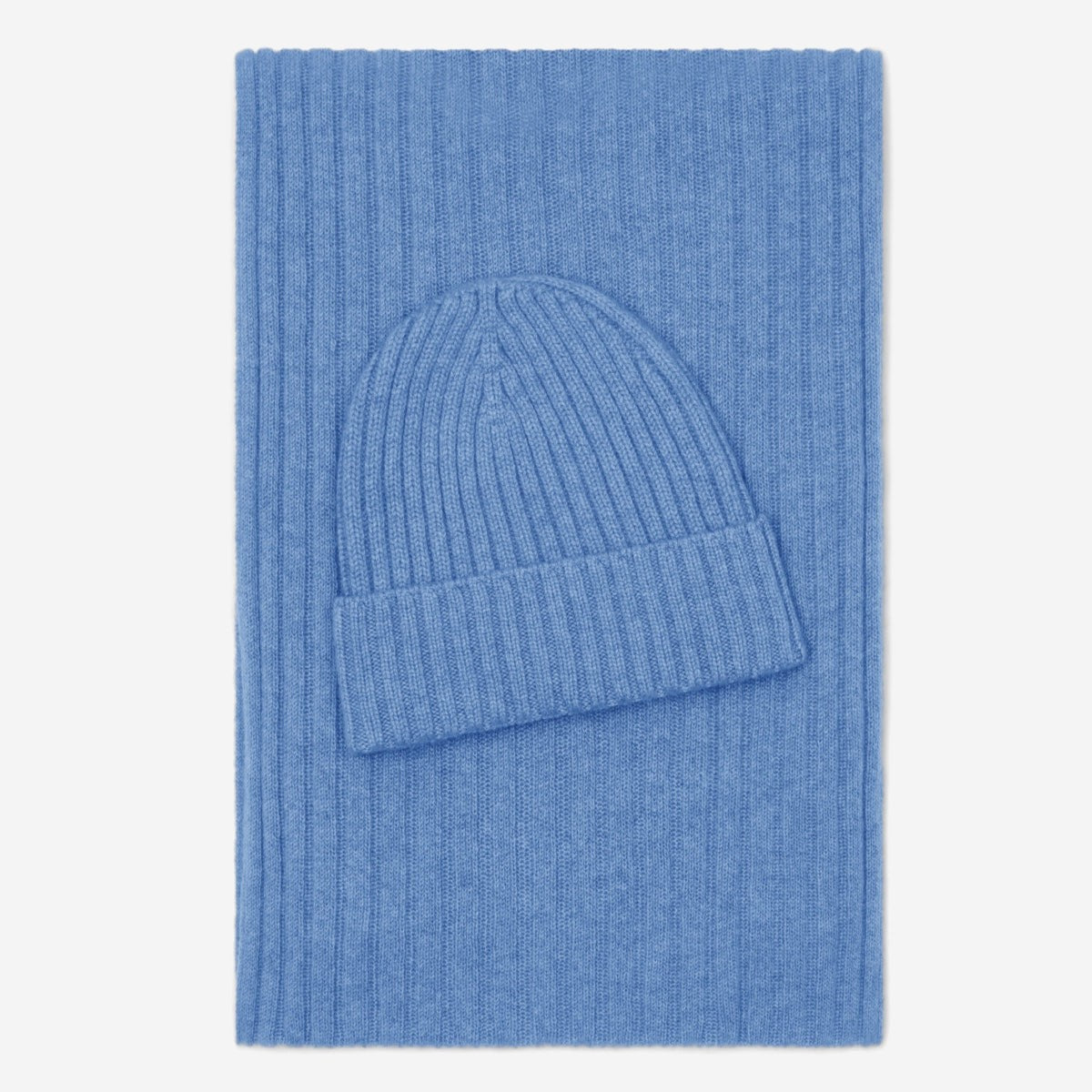 Milano (light blue) - Italian 100% cashmere ribbed beanie (unisex)