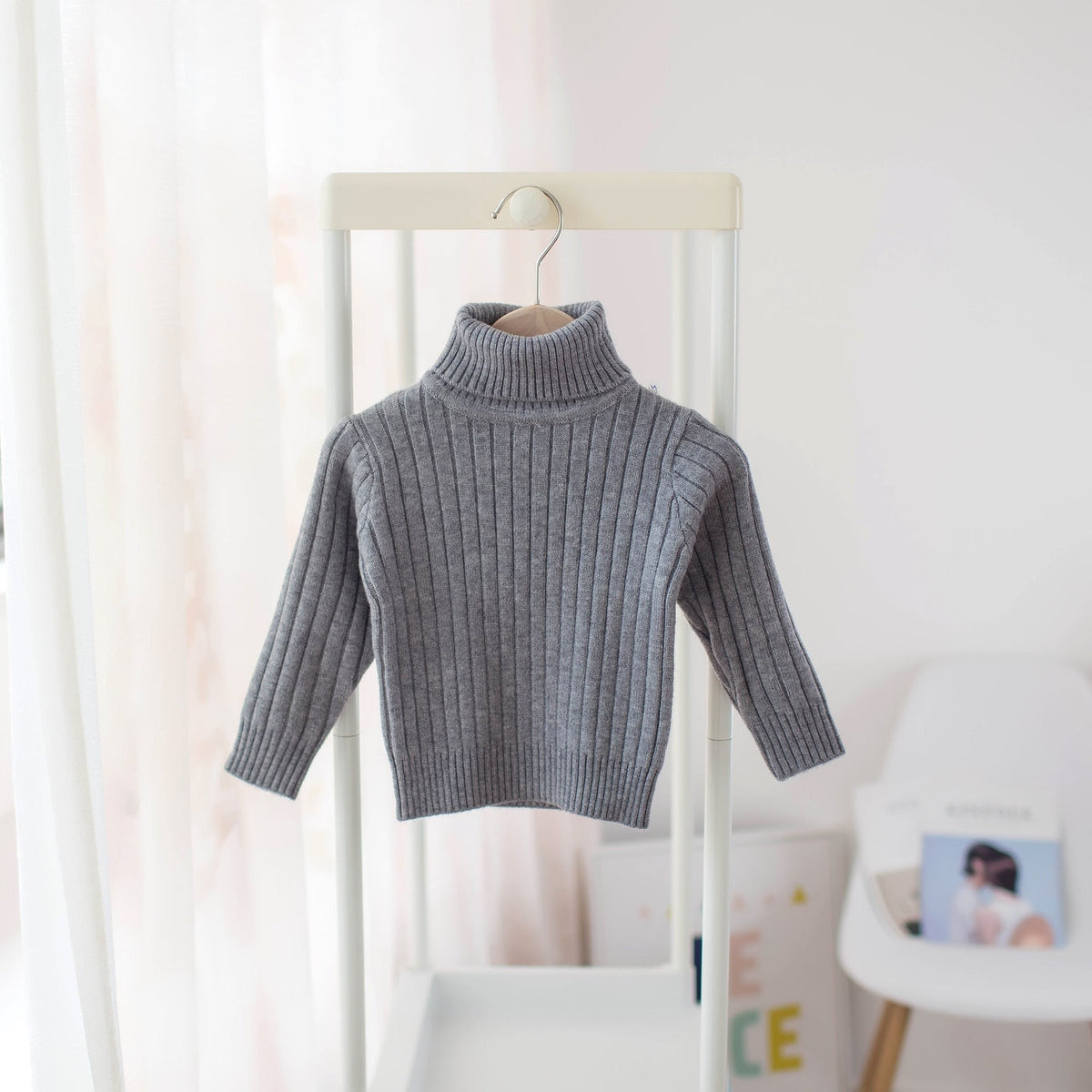 Boys And Girls Turtleneck Solid Color Bottoming Shirt
