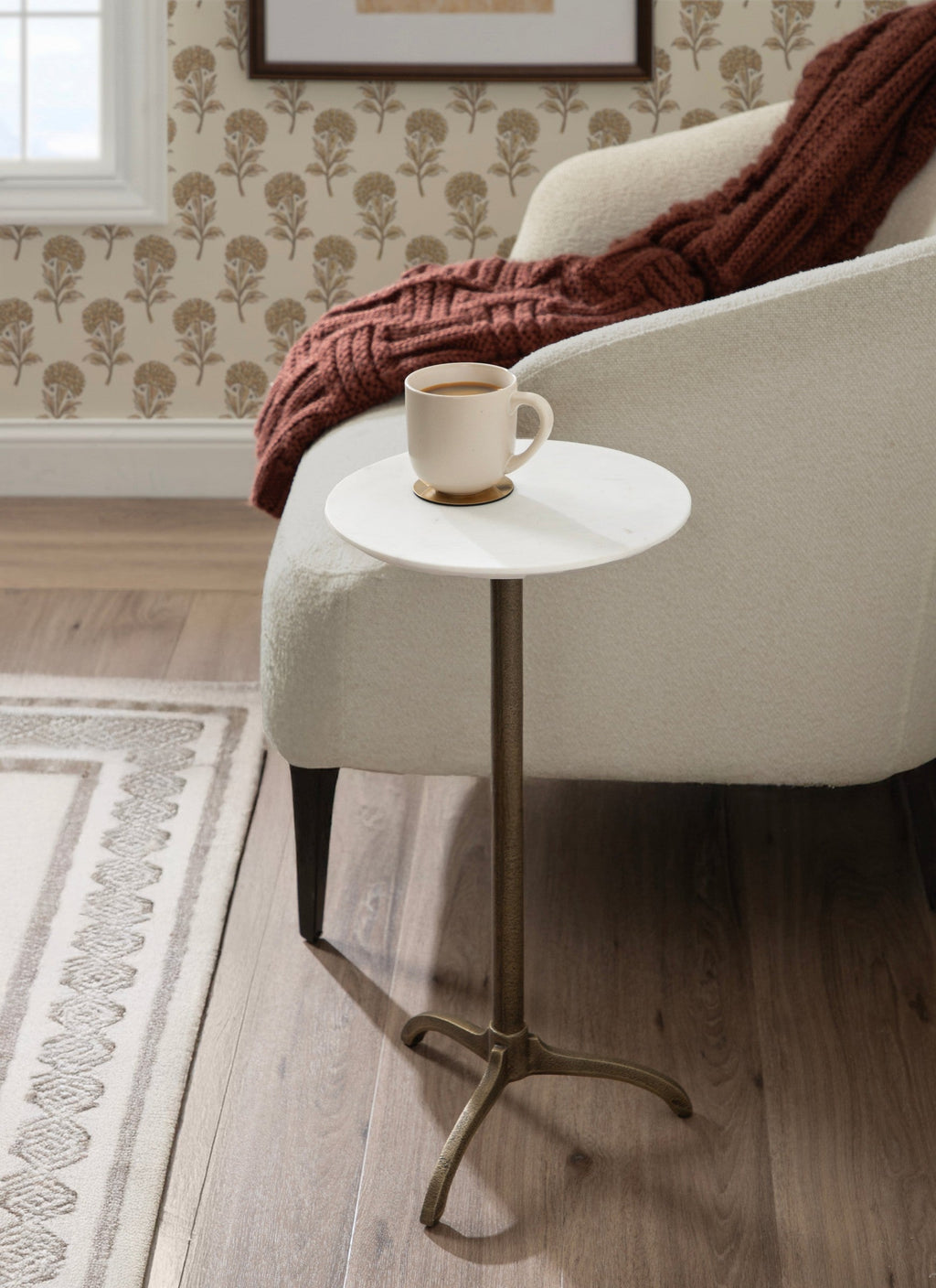 Henshall Marble and Metal Round Side Table