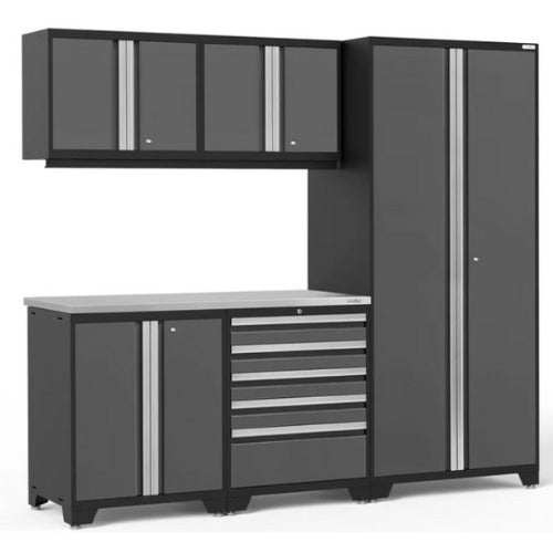 NewAge | Pro Series 6 Piece Cabinet Set with Tool Drawer, Base, Wall Cabinet and Locker