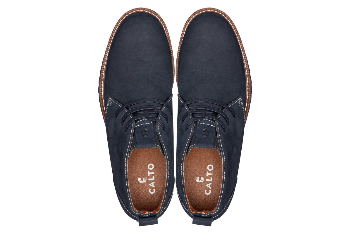 CALTO - J2191 - 2.6 Inches Taller (Ultramarine Blue/Blue Sole) - Nubuck Chukka Boots