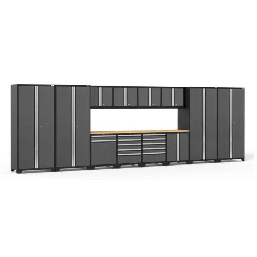 NewAge | Pro Series 14 Piece Cabinet Set with Lockers, Base, Wall, Tool Drawer, Multi-Function Cabinets and 56 in. Worktop