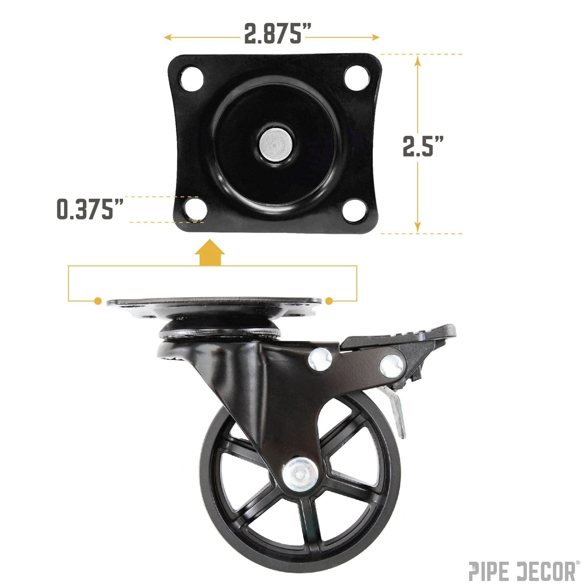 Mounted Swivel Caster Wheels for Wood Furniture with Locking Mechanism (4-Pack)