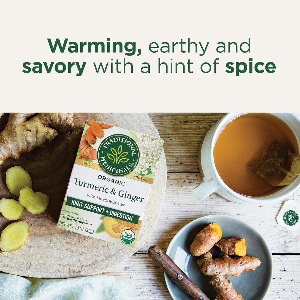 Traditional Medicinals Organic Turmeric Anti-Inflammation Tea – Cold-Brew Friendly Sachets for Outdoor Brunches and Garden Teatime